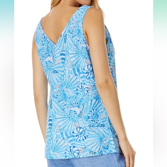 Lilly Pulitzer Florin Sleeveless Linen - Amalfi Blue by the Seashore Tank EUC - Picture 3 of 6